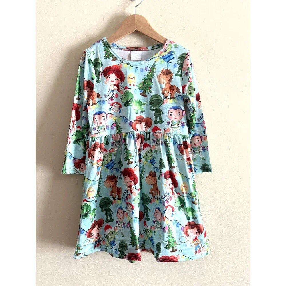 Girls Boutique Disney Holiday Dress‎ Christmas Toy Story Woody Buzz Slinky 4T 4Y